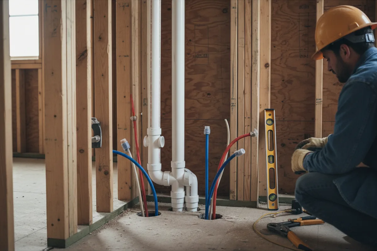 Drain and supply rough-in during Leak Detection in Winkelman
