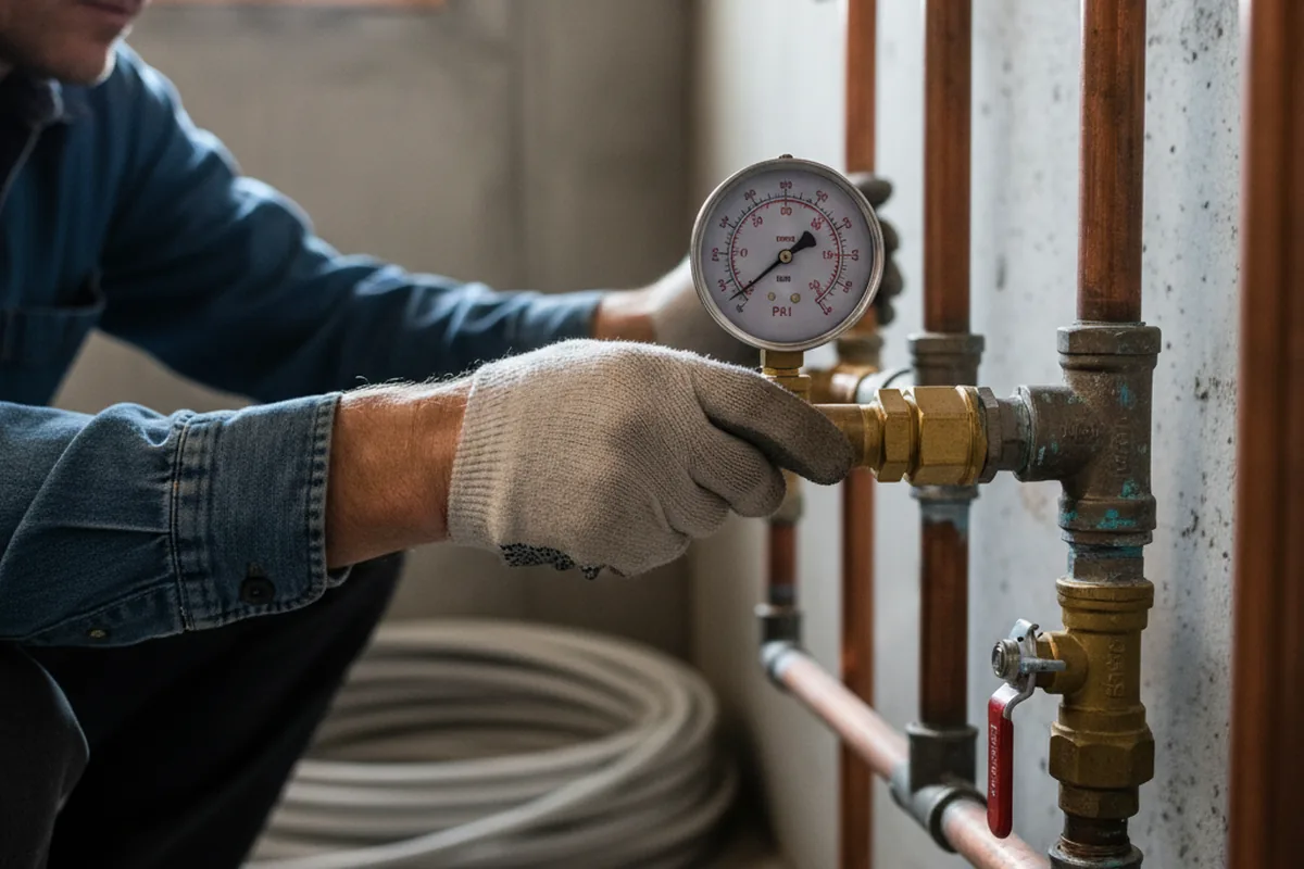 Pressure testing a repaired line during Water Line Repair in Winkelman